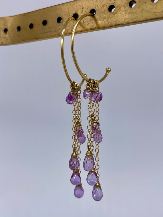 A really wonderful pair of drop amethyst hoop ear… - image 3