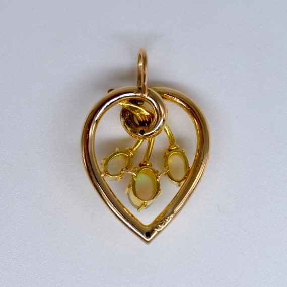 A fabulous antique opal heart pendant, three beau… - image 5