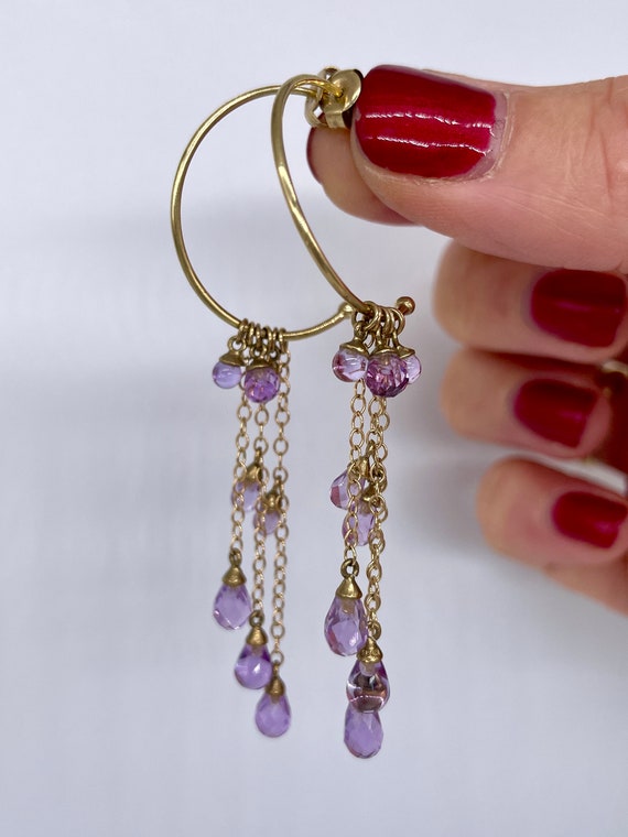 A really wonderful pair of drop amethyst hoop ear… - image 6