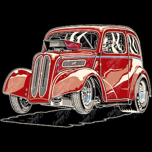 1948 Anglia Tudor Sedan Drag Racer - digital vector file - PMS colors