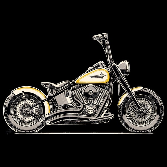 New Old School Fat Tire Custom Motorcycle Digital Vector File PMS Colors -   Finland