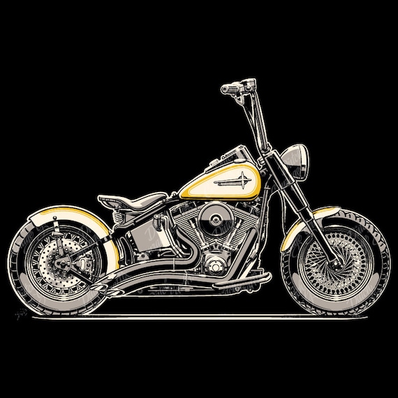 New Old School Fat Tire Custom Motorcycle Digital Vector File PMS Colors -   Finland