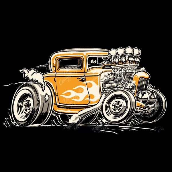 1932 Coupe Hotrod Cartoon - digital vector file - PMS colors