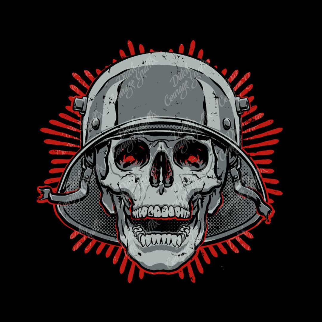 Kraut Rocker German Stahlhelm Skull - Digital Vector File - PMS