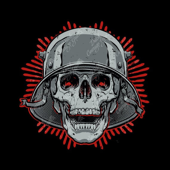 1939’s★ドイツ国防軍陸軍★Red-Eyes Skull リング★ミリタリー Kraut Rocker German Stahlhelm Skull - Digital Vector File - PMS