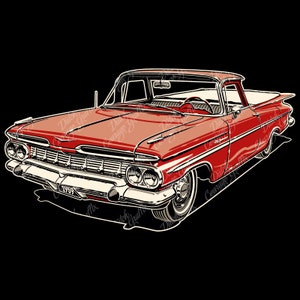 1959 El Camino Classic Car - digital vector file - PMS colors