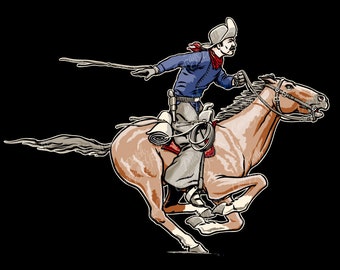 Vintage Western Cowboy Pony Express Horseback Rider - digital vector file - PMS colors