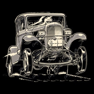 1932 5-Window Coupe Gasser - digital vector file - PMS colors