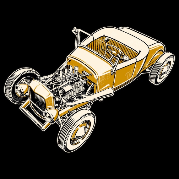 Model T Hot Rod Roadster Digital Vector File PMS Colors | Etsy
