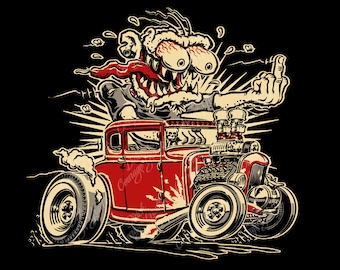 Hot Rod Coupe With Weirdo Monster - Digital Vector File - PMS