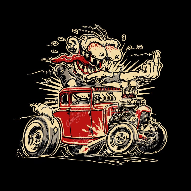 Hot Rod Coupe With Weirdo Monster - Digital Vector File - PMS