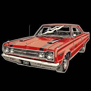 1967 Belvedere GTX440 Muscle Car - digital vector file - PMS colors