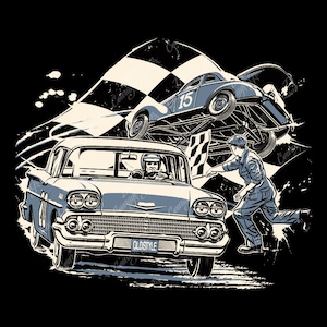 Old Style Vintage Stock Car Racing - digital vector file - PMS colors