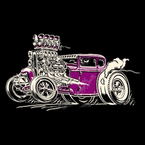 Purple People Eater Hot Rod Cartoon - file vettoriale digitale - colori PMS