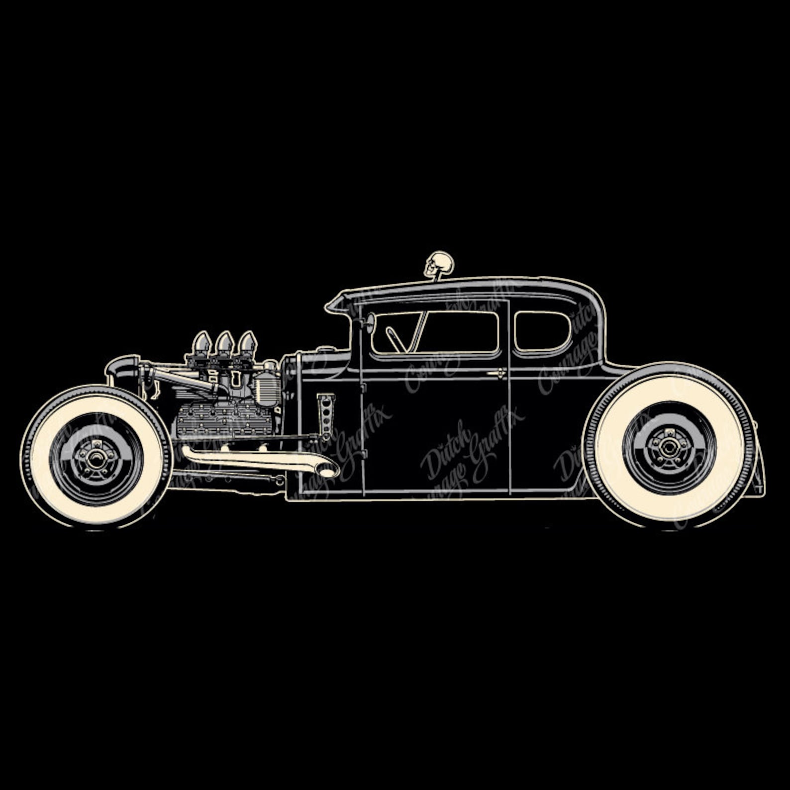 1930 Coupe Flathead Rat Rod Digital Vector File PMS Colors Etsy