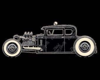 1930 Coupe Flathead Rat Rod - digital vector file - PMS colors