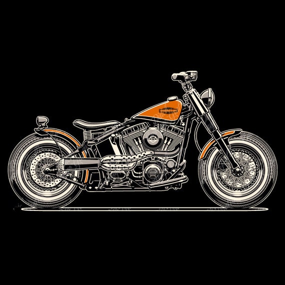 New Old School White Wall Chopper Bobber Digital Vector File PMS Colors -   Canada