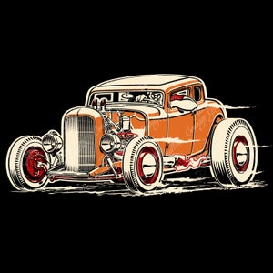 1932 5-Window Coupe Hot Rod Cartoon - digital vector file - PMS colors