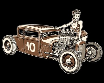 1929 Coupe Rat Rod - Brown - digital vector file - PMS colors