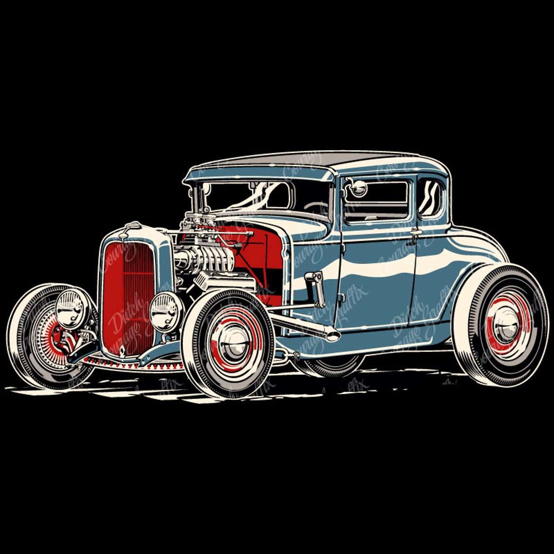 Hot Rod Vector File Piper Supercharged Hot Rod Coupe - Digital Vector File - PMS Colors - Etsy