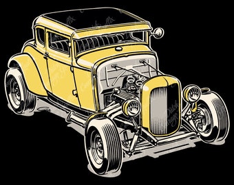 1931 Model A Hot Rod - digital vector file - PMS colors