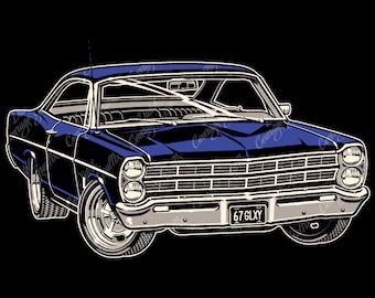 1967 Galaxie 500 Muscle Car - Digital Vector File - PMS Colors