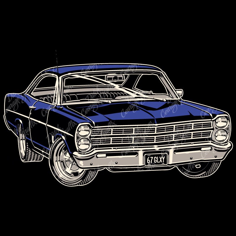 1967 Galaxie 500 Muscle Car - Digital Vector File - PMS Colors