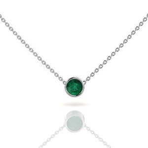 Platinum Emerald Necklace Women s Solitaire Pendant Minimalist