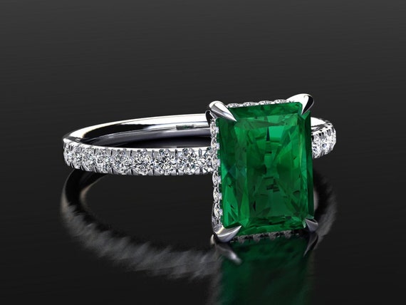 Platinum Emerald Engagement Ring Platinum Emerald Wedding Set