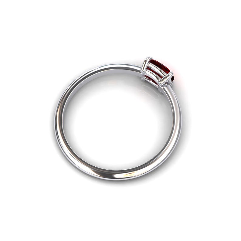 Cushion Red Ruby Stacking Ring Engagement Ring, July Birthstone, Gift For Her, Woman's Wedding Jewelry, Silver, White Gold Or Platinum