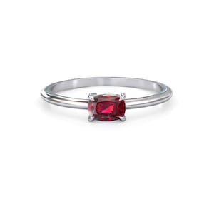 Cushion Red Ruby Stacking Ring Engagement Ring, July Birthstone, Gift For Her, Woman's Wedding Jewelry, Silver, White Gold Or Platinum