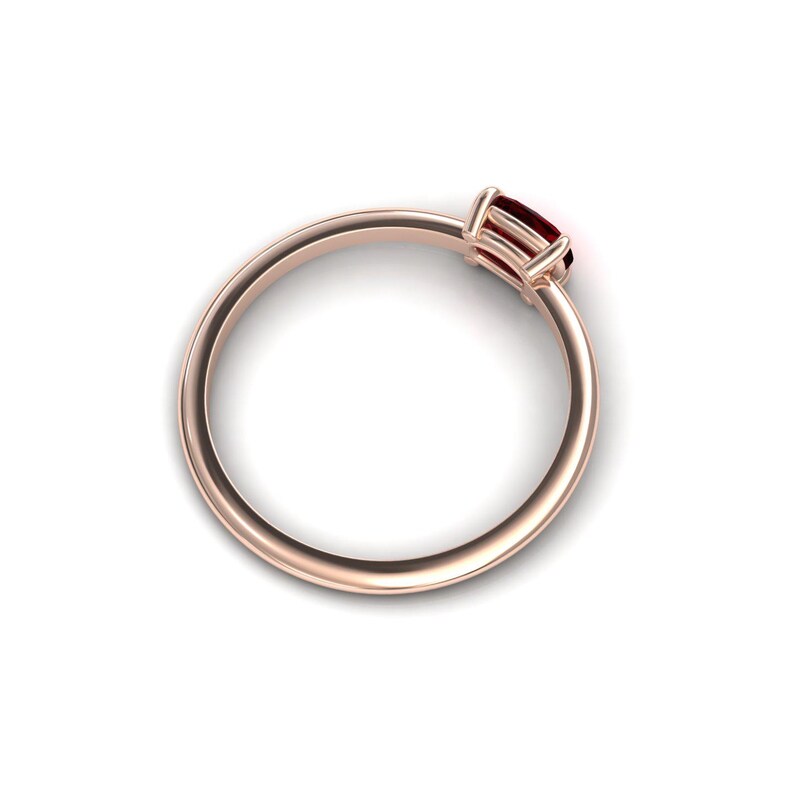 Cushion Red Ruby Stacking Ring Engagement Ring, July Birthstone, Small Petite, Gift For Her, Woman's Wedding Jewelry, Solid Rose Gold
