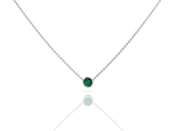 Platinum Emerald Necklace Women s Solitaire Pendant Minimalist