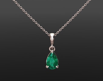 Emerald Necklace, Emerald Pendant, Baguette Emerald Necklace, Yellow ...
