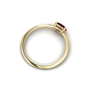 Cushion Red Ruby Stacking Ring Engagement Ring, July Birthstone, Small Petite, Gift For Her, Woman's Wedding Jewelry, Solid Yellow Gold