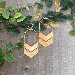 Boho Chevron Earrings - 14K Gold Filled, Brass, Geometric