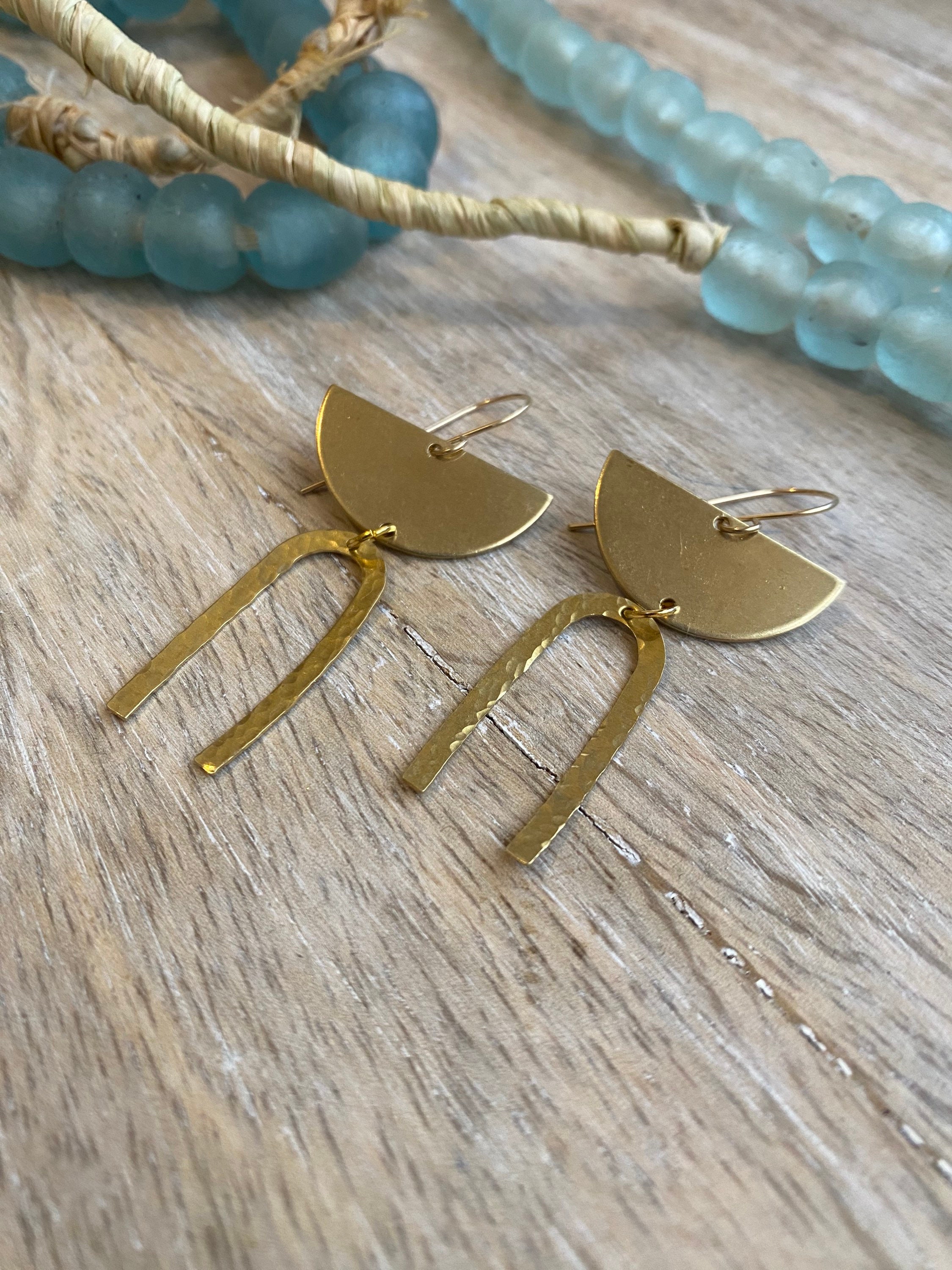 Arch Rainbow U-shape and Semi-circle Geometric Brass Earrings ...