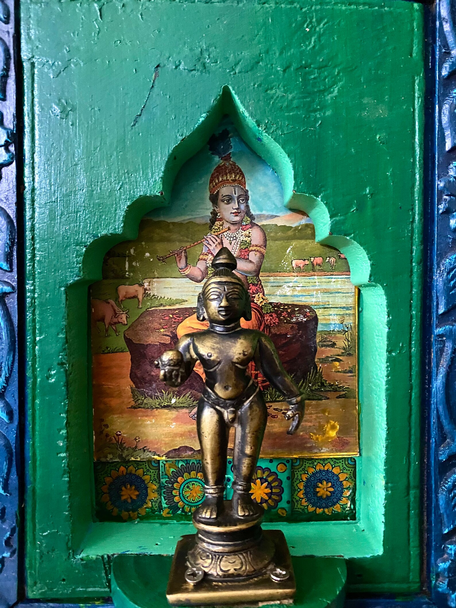 Vintage Brass Wall Decor . Lord Krishna Mounted on Wooden Etsy
