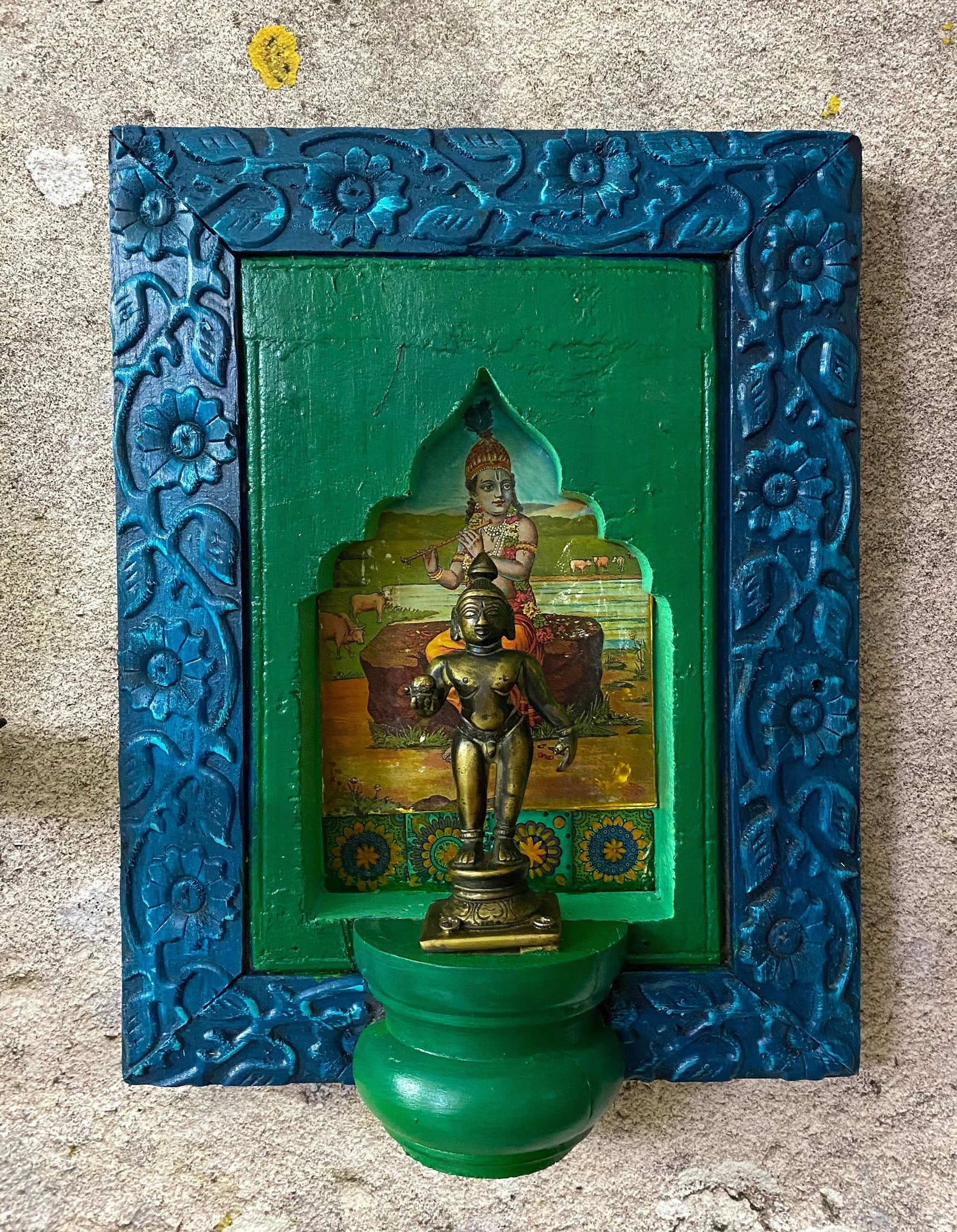 Vintage Brass Wall Decor . Lord Krishna Mounted on Wooden - Etsy