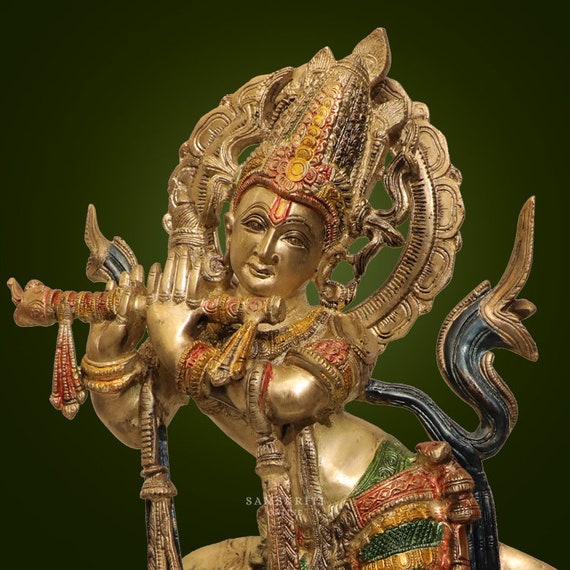 Buy Brass Standing Lord Krishna Statue . Home Decor . Krishna