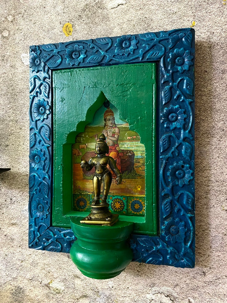Vintage Brass Wall Decor . Lord Krishna Mounted on Wooden - Etsy