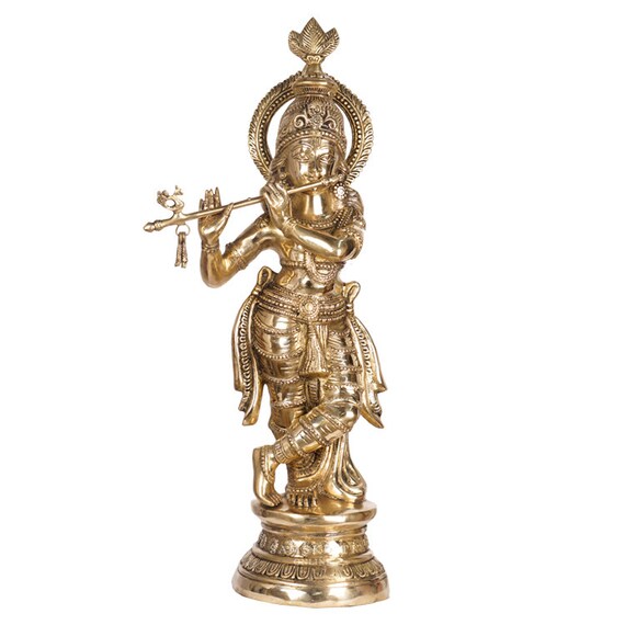 Brass Lord Krishna Statue . Krishna Statue . Brass Krishna Statue