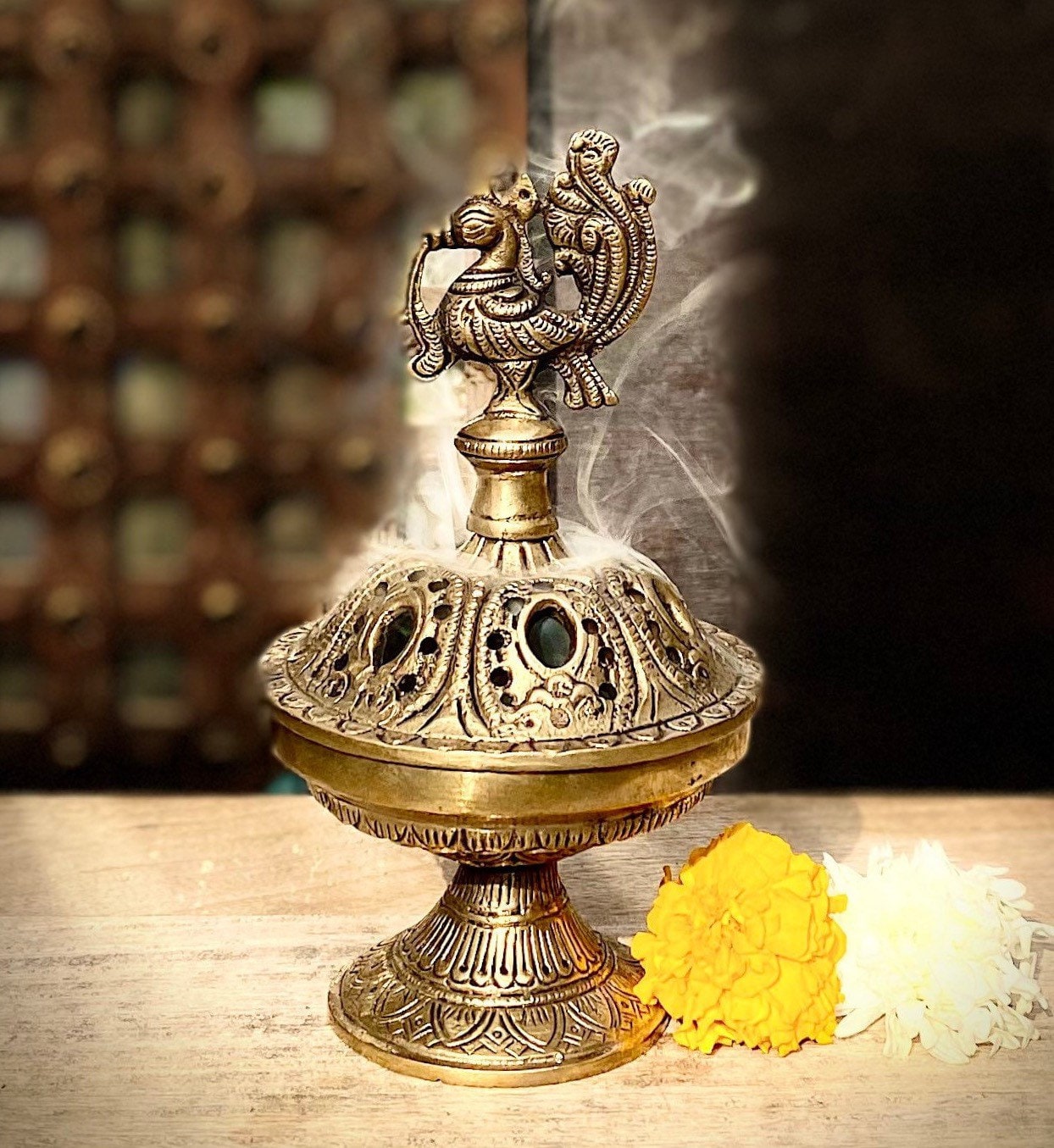 Hand Finish Incense Holder tashtari Dhoop Dani Set Spiritual