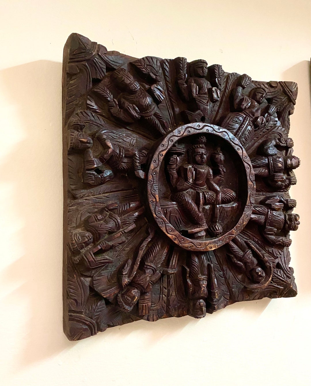 Dashavatar Hand Carved in Wood. Lord Bishnu Dashavatar in Wood. Wall