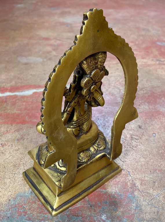 Vintage Brass Sculpture Of Parvati Goddess of Fertility, Love