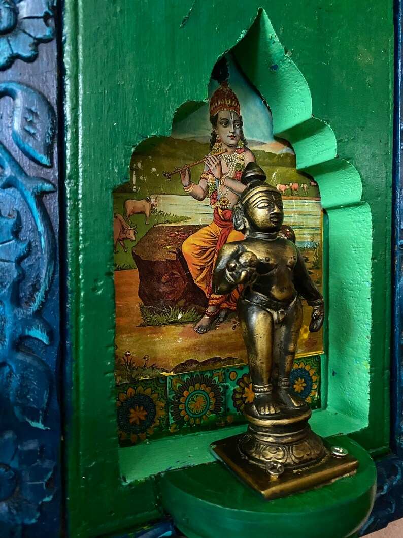 Vintage Brass Wall Decor . Lord Krishna Mounted on Wooden - Etsy