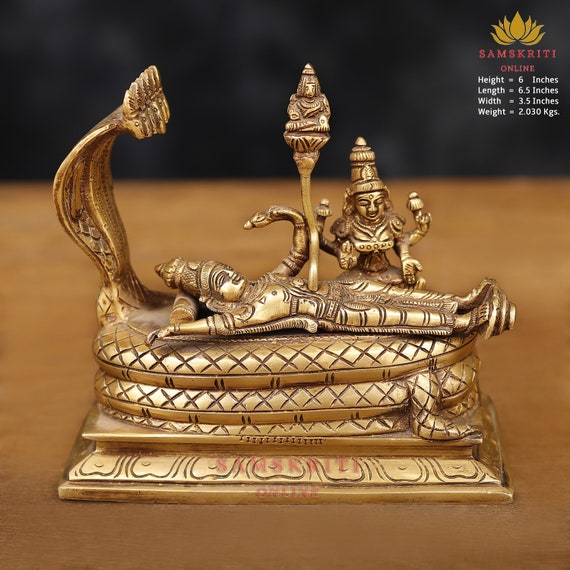 Buy Exotic India Lord Vishnu in Yoga Nidra - Brass Sculpture Online at Low  Prices in India - Amazon.in