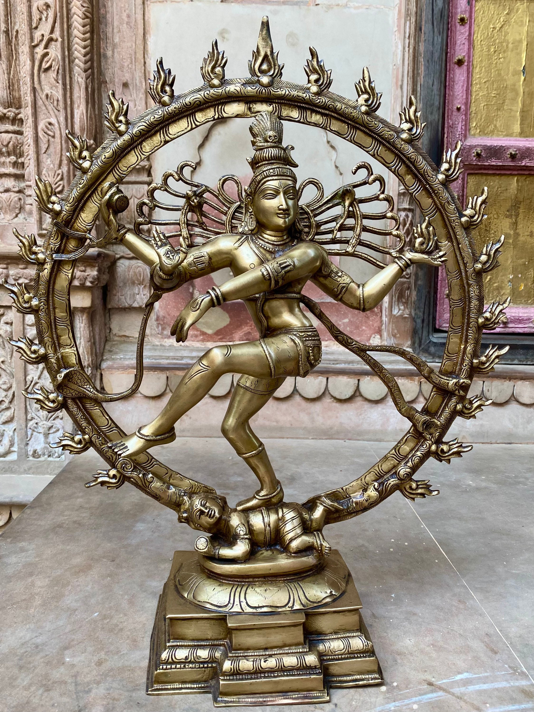 Brass Lord Shiva statue, 7inch, small Shiva statue, Dancing Shiva