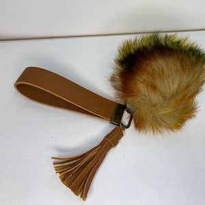 Soft Vinyl Wristlet, Camel Colored, size 6x1 inches, Keychain Holder. Ideal Gift, Mother, Sister, Girlfriend,