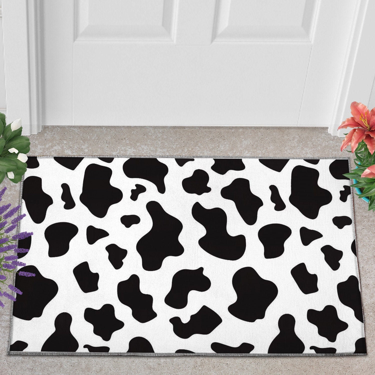 Cow Print Doormat Rug Custom Door Mat Personalized Doormat Etsy